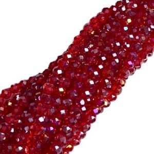 Faceted glass rondelle bead 4x3mm - Red - GB9115