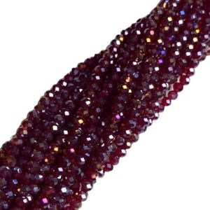 Faceted glass rondelle bead 4x3mm - Deep Red - GB9116