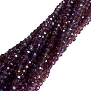 Faceted glass rondelle bead 4x3mm - Old Rose - GB9118