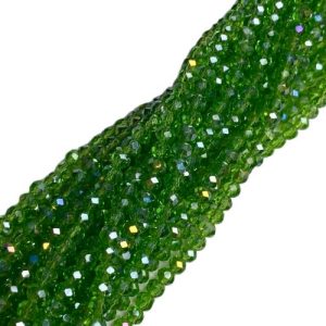 Faceted glass rondelle bead 4x3mm - Light Green - GB9119