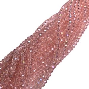 Faceted glass rondelle bead 4x3mm - Pink - GB9127
