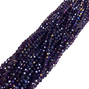 Faceted glass rondelle bead 4x3mm - Indigo - GB9121
