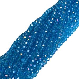 Faceted glass rondelle bead 4x3mm - Turquoise - GB9122