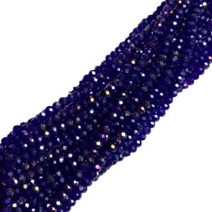 Faceted glass rondelle bead 4x3mm - Blue - GB9123