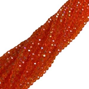 Faceted glass rondelle bead 4x3mm - Dark Orange - GB9124