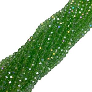 Faceted glass rondelle bead 4x3mm - Pale Green - GB9125