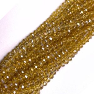 Faceted glass rondelle bead 4x3mm - Light Khaki - GB9126