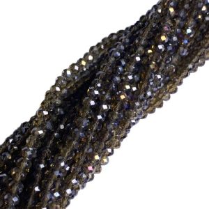 Faceted glass rondelle bead 4x3mm - Grey - GB9127