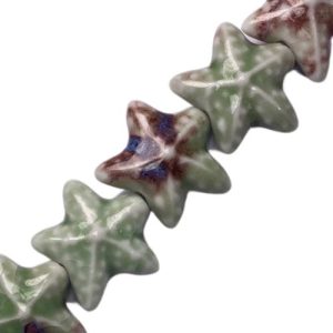 Handmade glazed ceramic Starfish bead - Qty: 10 pcs - CR2049