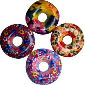 Porcelain donut pendant 4 piece set - CR2058