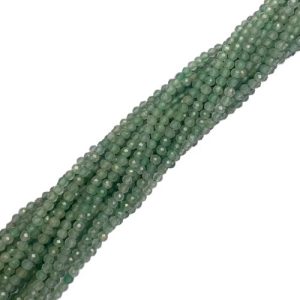 Green Adventurine faceted gemstone ball bead 2mm - Qty: Approx 190 pcs - GE1947