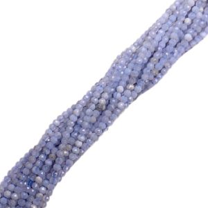 Blue Lace Agate faceted gemstone ball bead 2mm - Qty: Approx 190 pcs - GE1948