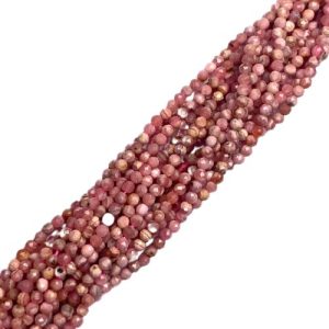 Rhodonite faceted gemstone ball bead 2mm - Qty: Approx 190 pcs - GE1949