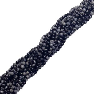 Snowflake Obsidian gemstone ball bead 2mm - Qty: Approx 190 pcs - GE1954