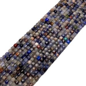 Sodalite faceted gemstone cube bead 2mm - Qty: Approx 170 pcs - GE1957