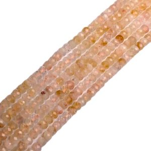 Faceted natural Citrine rondelle gemstone bead 4mm x 3mm - GE1969