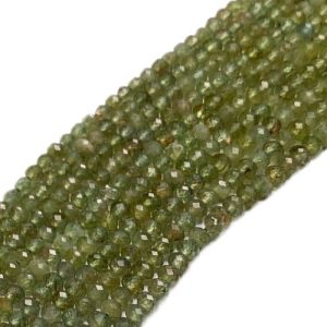 Faceted natural Green Apatite rondelle gemstone bead - 4mm x 3mm - GE1970