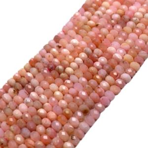 Faceted natural Pink Opal rondelle gemstone bead - 4mm x 3mm - GE1971