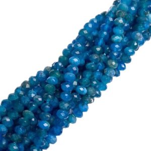 Faceted natural Apatite rondelle gemstone bead - 4mm x 3mm - GE1972