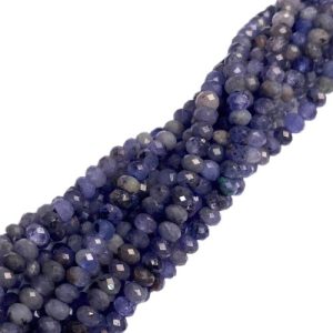 Faceted natural Tanzanite rondelle gemstone bead - 4mm x 3mm - GE1973