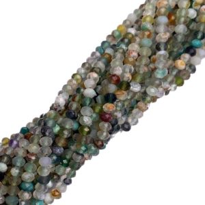 Faceted natural Agate rondelle gemstone bead - 4mm x 3mm - GE1975
