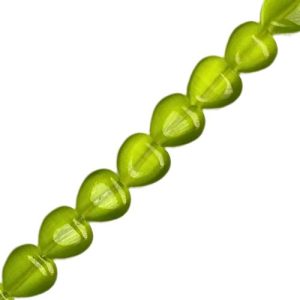 Green glass heart beads 12mm - Qty: 24 pcs. - CE1041