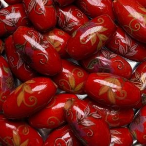 Handmade glazed ceramic barrel bead - Qty: 5 pcs - CR2059