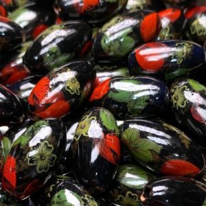 Handmade glazed ceramic barrel bead - Qty: 5 pcs - CR2060