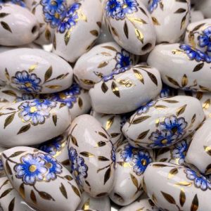 Handmade glazed ceramic barrel bead - Qty: 5 pcs - CR2061