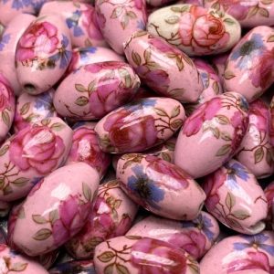 Handmade glazed ceramic barrel bead - Qty: 5 pcs - CR2064
