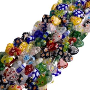 Assorted Venetian glass heart beads 10mm x 10mm - Qty: 38 pcs. GB7089
