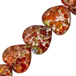 Venetian glass red heart beads - Qty: 19 pcs - FB0700