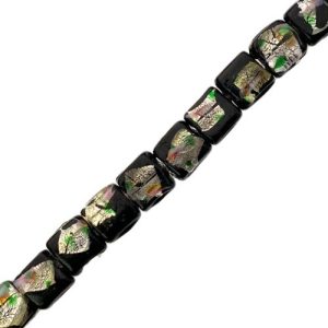 Venetian glass black cube beads - Qty: 30 pcs - FB0704