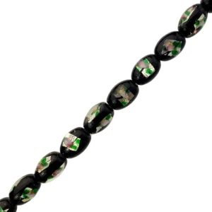 Venetian glass black oval beads - Qty: 25 pcs - FB0707