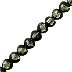 Venetian glass black heart beads - Qty: 30 pcs - FB0707