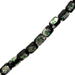 Venetian glass black barrel beads - Qty: 30 pcs - FB0708