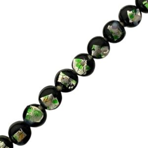 Venetian glass black circle beads - Qty: 30 pcs - FB0709