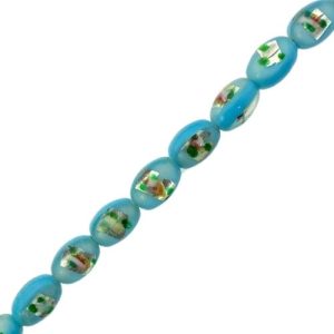 Venetian glass blue oval beads - Qty: 25 pcs - FB0712