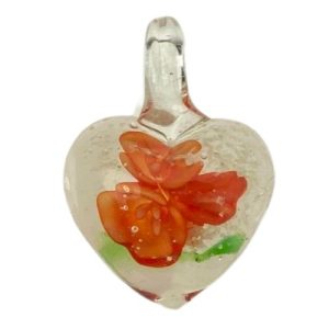 Foil glass heart pendant - FB0827