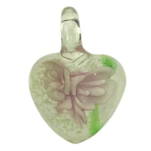Foil glass heart pendant - FB0828
