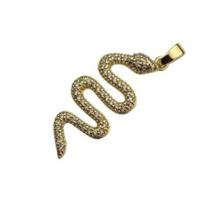 18k gold plated diamante snake pendant or charm - Qty: 1 pc - FI6000