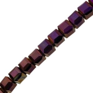Faceted glass cube bead 8mm - Metallic Purple - Qty: 44 pcs. - GB2244