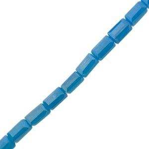 Faceted glass rectangle bead 4x8mm - Blue AB - Qty: 50 pcs. - GB2303