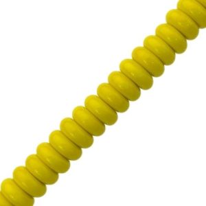 Glass rondelle bead 8mm x 4mm x 8mm - Yellow - Qty: 76 pcs. - GB2372