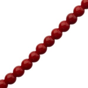 Glass ball bead 6mm - Red - Qty: 68 pcs - GB9133