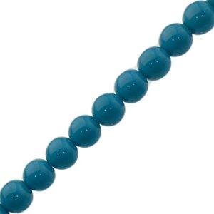 Glass ball bead 8mm - Steel Blue - Qty: 53 pcs - GB9150