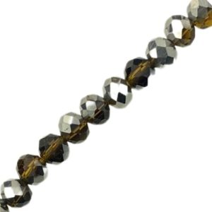 Electroplate glass rondelle bead 6x5mm - Golden - Qty: 85 pcs - GB9156