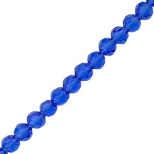 Faceted transparent round glass bead 6mm - Blue - Qty: 92 pcs. - GB9157