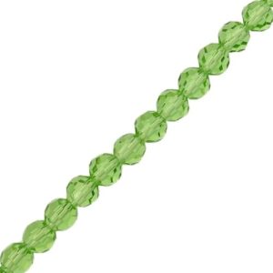 Faceted transparent round glass bead 6mm - Light Green - Qty: 92 pcs. - GB9158