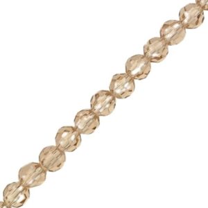 Faceted transparent round glass bead 6mm - Pale Brown - Qty: 92 pcs. - GB9160